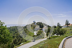 View towards the historical Lick Observatory building, Mt Hamilton, San Jose, San Francisco bay area, California