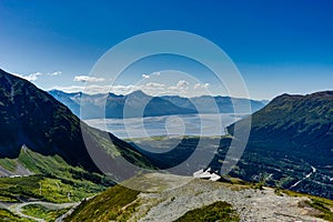 View towards and from Mount Alyeska overlooking Turnagain arm in