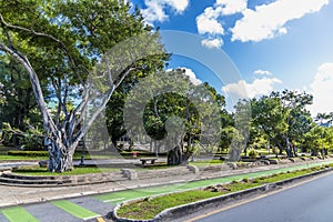 A view towards the Park on the Constitutional Avenue in San Juan, Puerto Rico