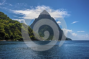 A view towards Petit Piton from Soufriere Bay in St Lucia