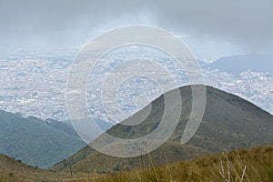 View towards Quito from the mountains