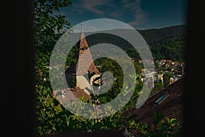 View towards ropemakers tower on the top of Cemetery in Sighisoara