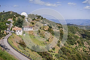 View towards Shane Observatory and the Automated Planet Finder telescope, Mt Hamilton, San Jose, San Francisco bay area,