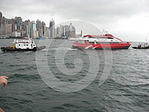 View towards Sheung Wan from the waterfront, Tsim Sha Tsui, Kowloon, Hong Kong