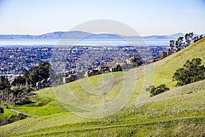 View towards the towns of east bay, San Francisco bay area, Hayward, California photo