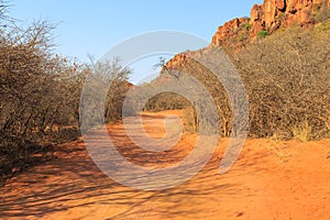 View towards the Waterberg Plateau, Waterberg Plateau National Park, Namibia