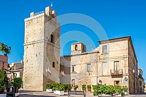 View at the Tower Candelora in the streets of Lanciano in Italy