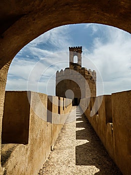 A view of the tower of Espantaperros in the Alcazaba of Badajoz