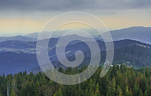 View from the tower on the Gorc mountain in Gorce (Poland)