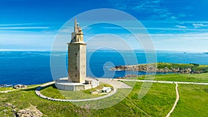 View of the Tower of Hercules, A Coruna, Galicia, Spain photo