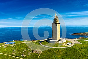 View of the Tower of Hercules, A Coruna, Galicia, Spain photo