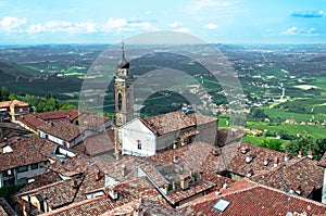 View from a tower of italian city of Langhe, Unesco heritage