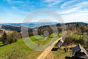 View from view tower on Martacky vrch hill in Javorniky mountains in Slovakia