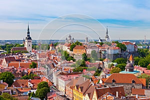 View from tower of St Olaf Church of old Tallinn, Estonia