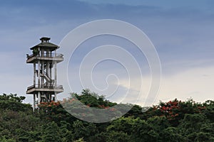 View Tower on top mountain in Sriracha city of chonburi province