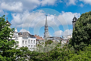 View Tower of Town Hall of the City of Brussels over roofs