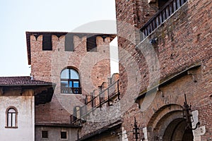 View of towers of Castelvecchio Scaliger Castel