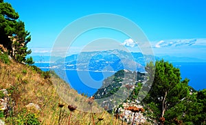 View of town Anacapri, Island Capri, Gulf of Naples, Italy, Europe