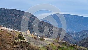 View of the town of Bubion, in the Alpujarra of Granada, in Andalusia, Spain.