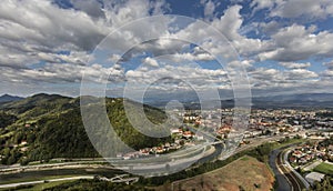 View of town Celje in landscape photo