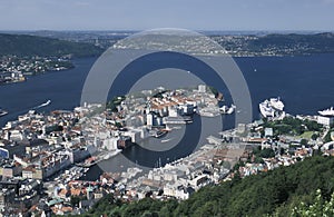 View of the town centre of Bergen, Norway.
