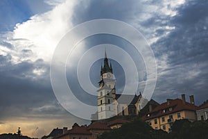 View of town centre and castle in Kremnica,Slovakia.