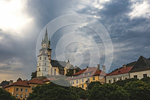 View of town centre and castle in Kremnica,Slovakia.