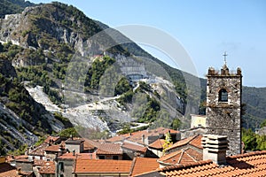 View of the town of Colonnata, Carrara, Tuscany, Italy