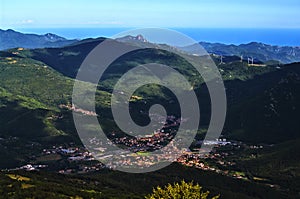 View of the town of Garessio Piedmont and Ligurian Sea