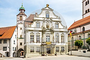 View at the Town hall building in Wangen im Allgau town -Germany