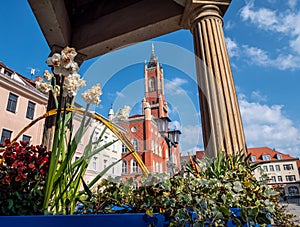 View of the town hall of Kamenz in Saxony