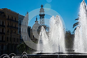 View of the Town Hall Square fountain Fuente de la Plaza del Ayuntamiento photo