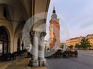 View on the town hall tower in Krakow square