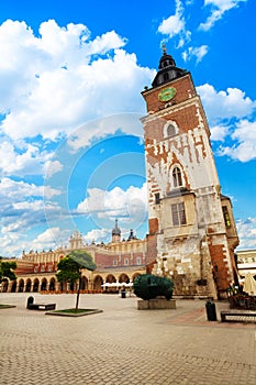 View of Town Hall Tower on Rynek Glowny in Krakow photo