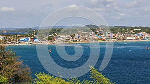 View of the town and harbour in Back Bay, Trincomalee, Sri Lanka, Asia.