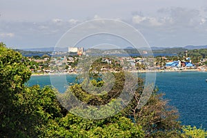 View of the town and harbour in Back Bay, Trincomalee, Sri Lanka, Asia.