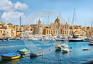 View of town and harbour. Valletta. Malta