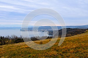 View of the town of Izola at the coast of the Adriatic sea