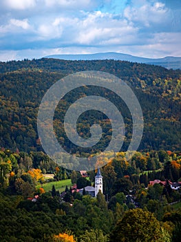 view of town in Karkonosze mountains Szklarska Poreba, Poland