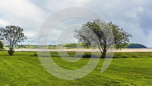 A view from the town of Laugharne, Wales across the Taff Estuary