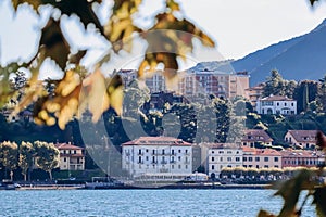View of the town of Lecco on Lake Como