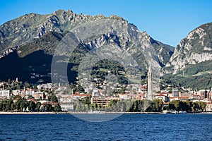 View of the town of Lecco on Lake Como