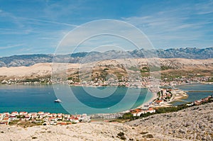 View of the town of Pag, island of Pag, Croatia