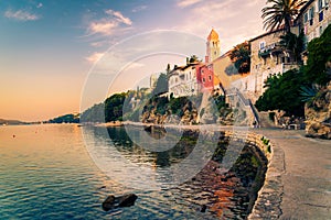 View of the town of Rab, Croatian tourist resort.