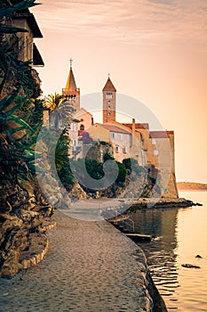 View of the town of Rab, Croatian tourist resort.