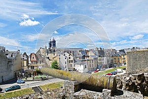 View of town Sedan from castle rampart, France photo