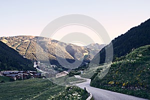 View of the town of Soldeu in Andorra with its beautiful landscape photo