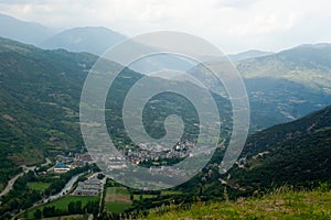 View of the town Sort in Pyrenees Spain