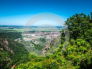 View of the town of Thale in the Harz Mountains