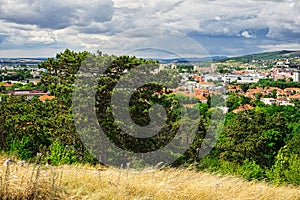 View at town from the top of the Nitra calvary hill